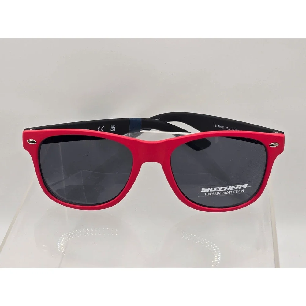 Skechers Sunglasses Kids Red Black SEA9081 UV Protection Wayfarer - New